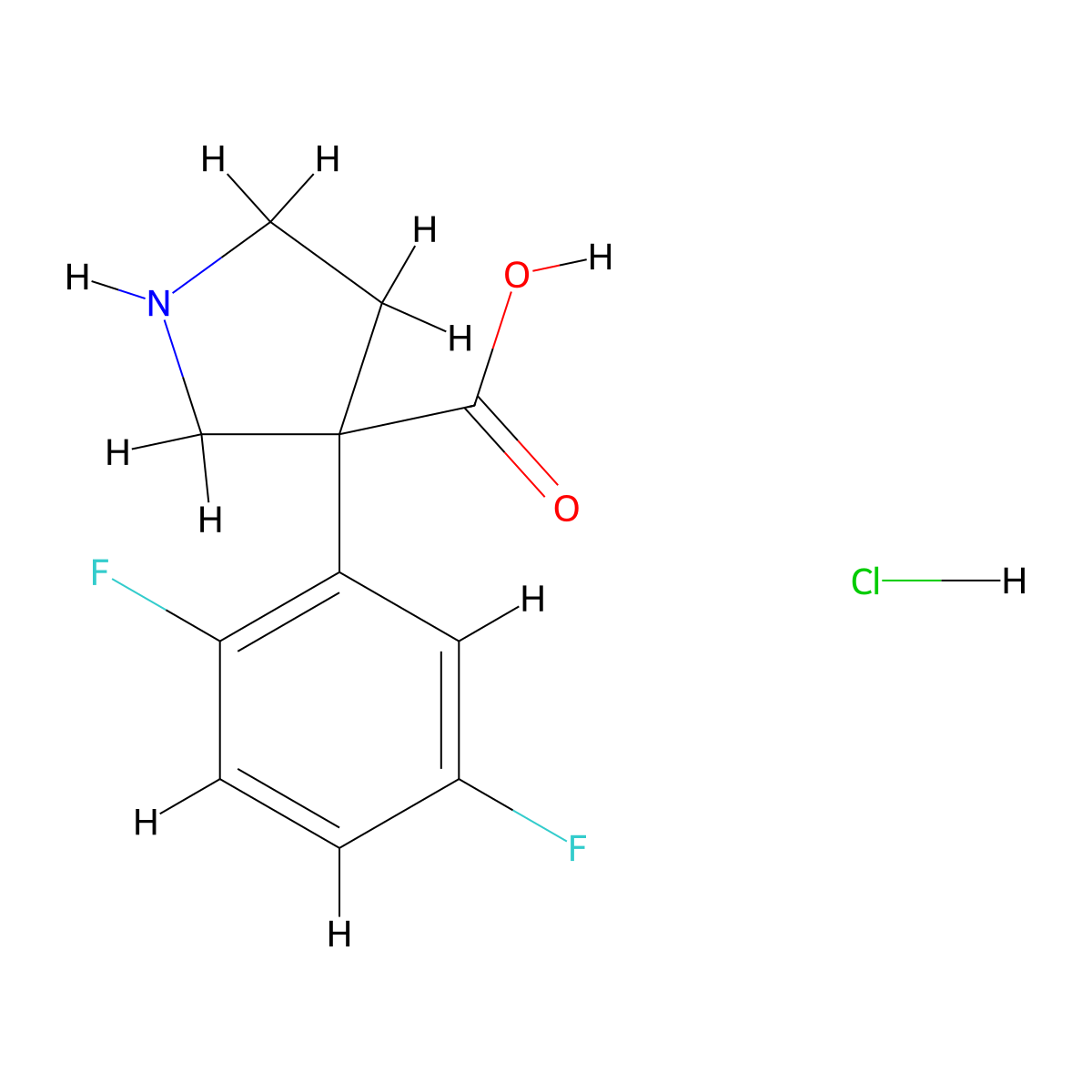 3-(2,5-Difluorophenyl)pyrrolidine-3-carboxylic acid hydrochloride molecular structure, CAS 2995288-71-4