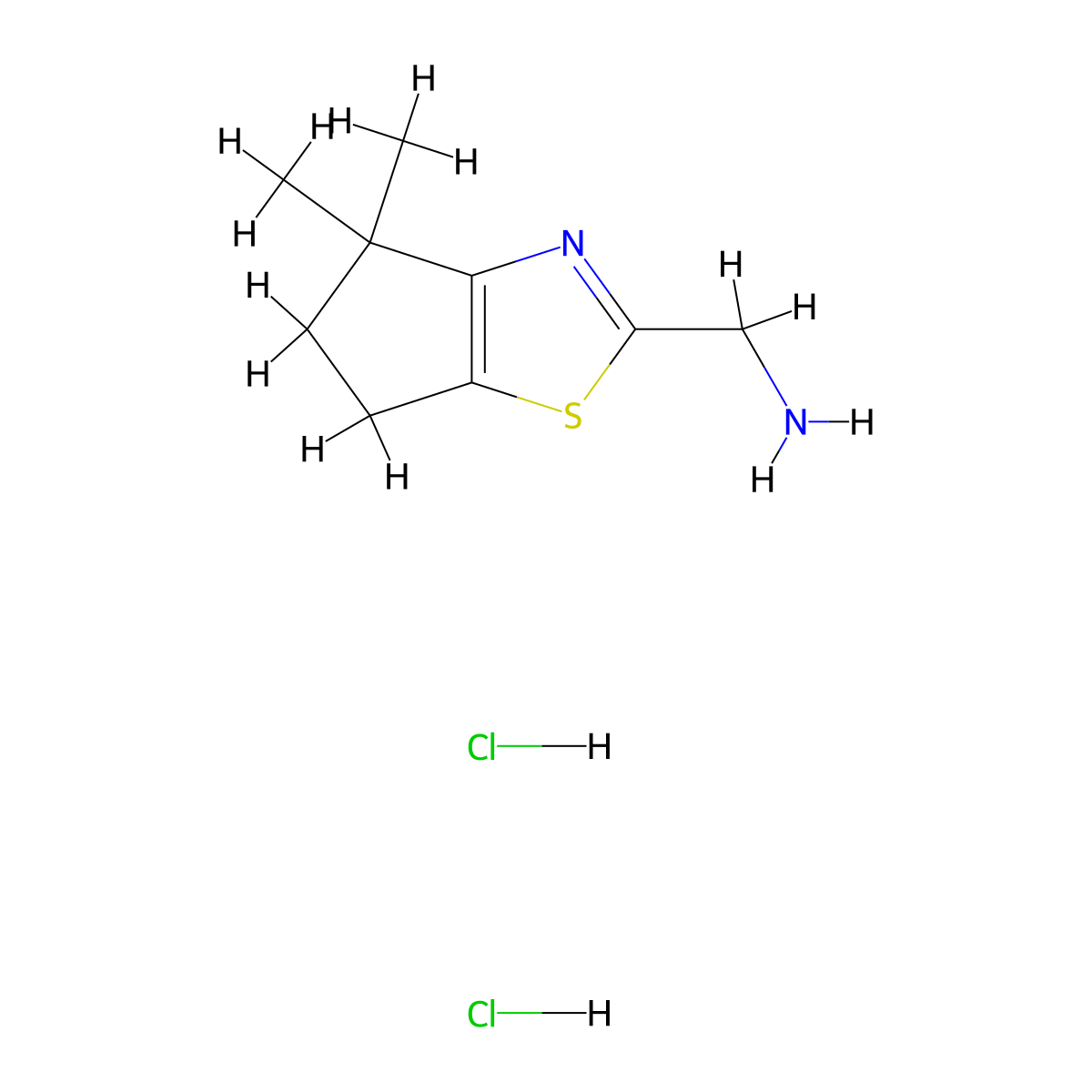 1-{4,4-dimethyl-4H,5H,6H-cyclopenta[d][1,3]thiazol-2-yl}methanamine dihydrochloride molecular structure, CAS 2995288-90-7