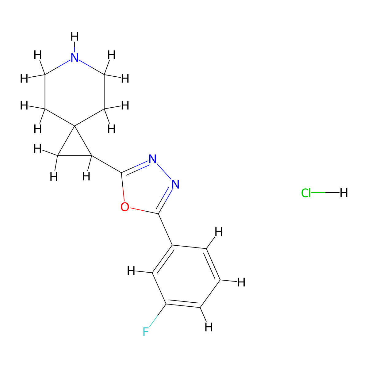 1-[5-(3-Fluorophenyl)-1,3,4-oxadiazol-2-yl]-6-azaspiro[2.5]octane hydrochloride molecular structure, CAS 2995289-09-1