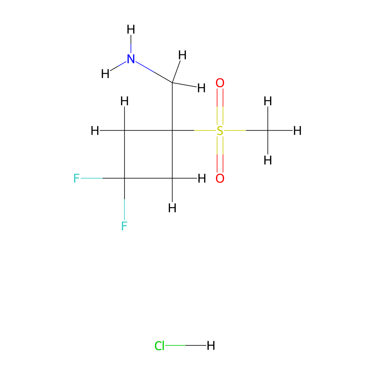 1-(3,3-Difluoro-1-methanesulfonylcyclobutyl)methanamine hydrochloride molecular structure, CAS 2995289-38-6