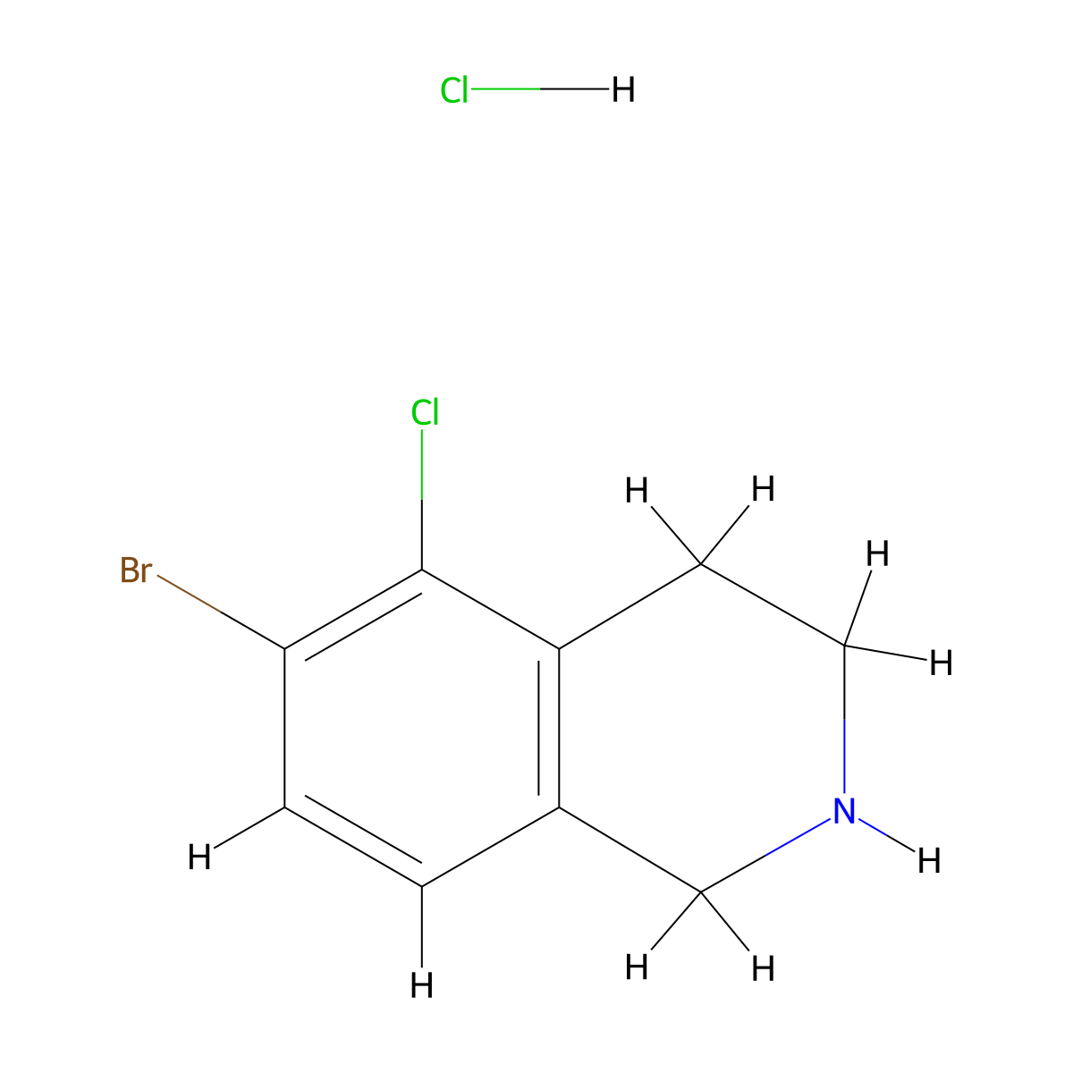 6-Bromo-5-chloro-1,2,3,4-tetrahydroisoquinoline hydrochloride molecular structure, CAS 2995289-41-1
