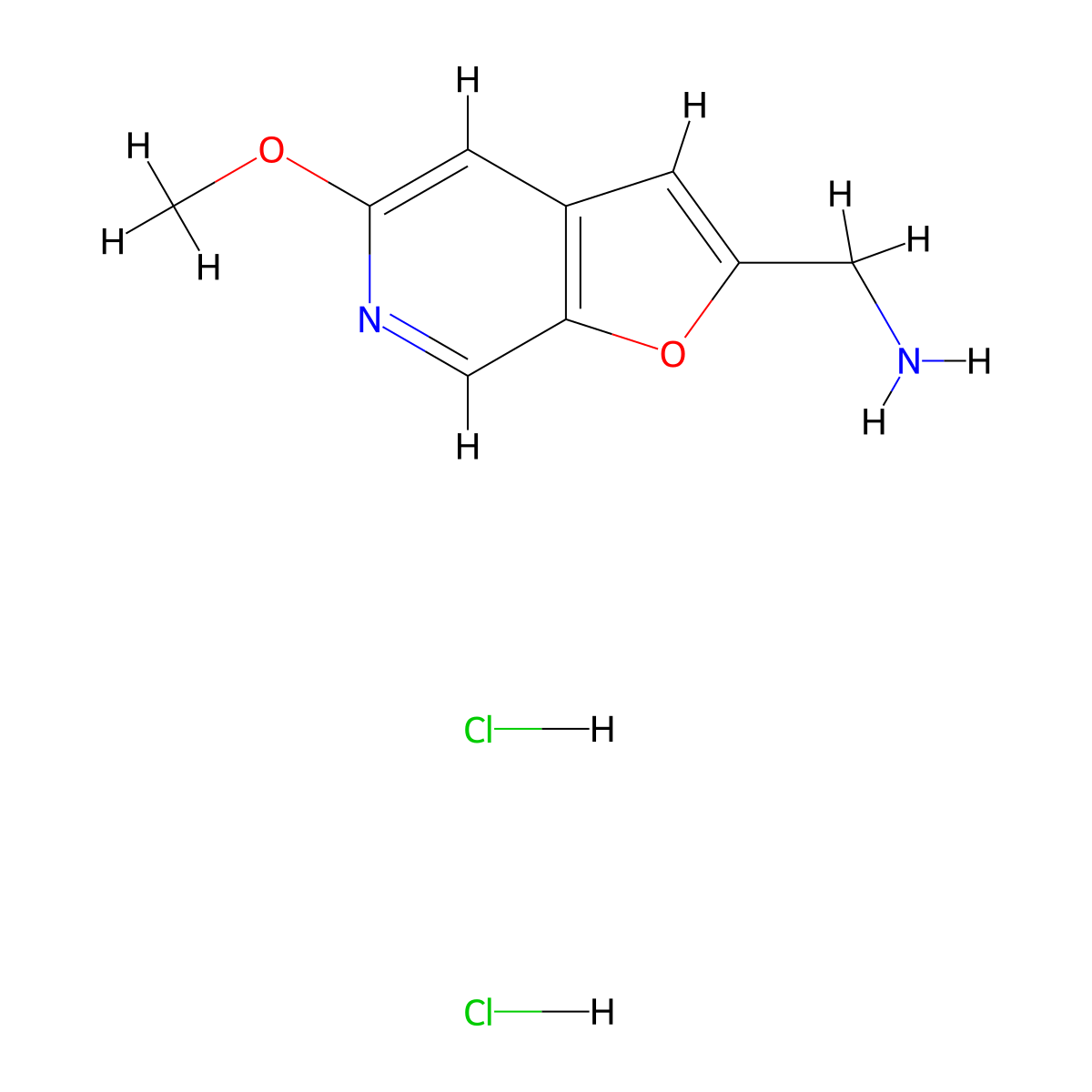 1-{5-Methoxyfuro[2,3-c]pyridin-2-yl}methanamine dihydrochloride molecular structure, CAS 2995289-43-3