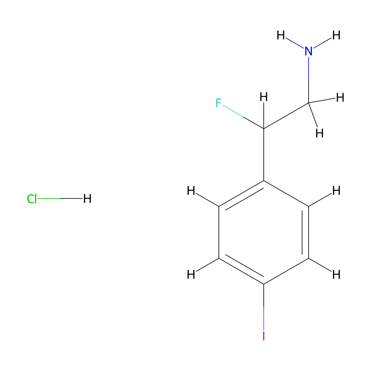 2-Fluoro-2-(4-iodophenyl)ethan-1-amine hydrochloride molecular structure, CAS 2995289-46-6
