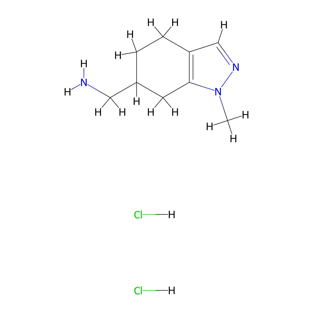 1-(1-methyl-4,5,6,7-tetrahydro-1H-indazol-6-yl)methanamine dihydrochloride molecular structure, CAS 2995289-49-9