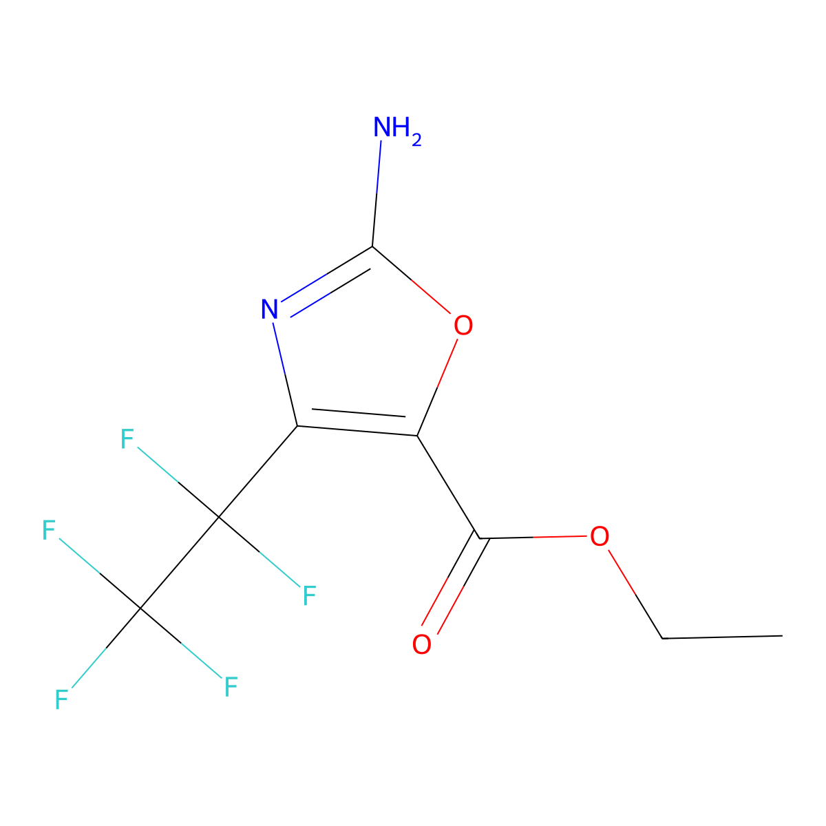 Ethyl 2-amino-4-(1,1,2,2,2-pentafluoroethyl)-1,3-oxazole-5-carboxylate molecular structure, CAS 2995289-54-6