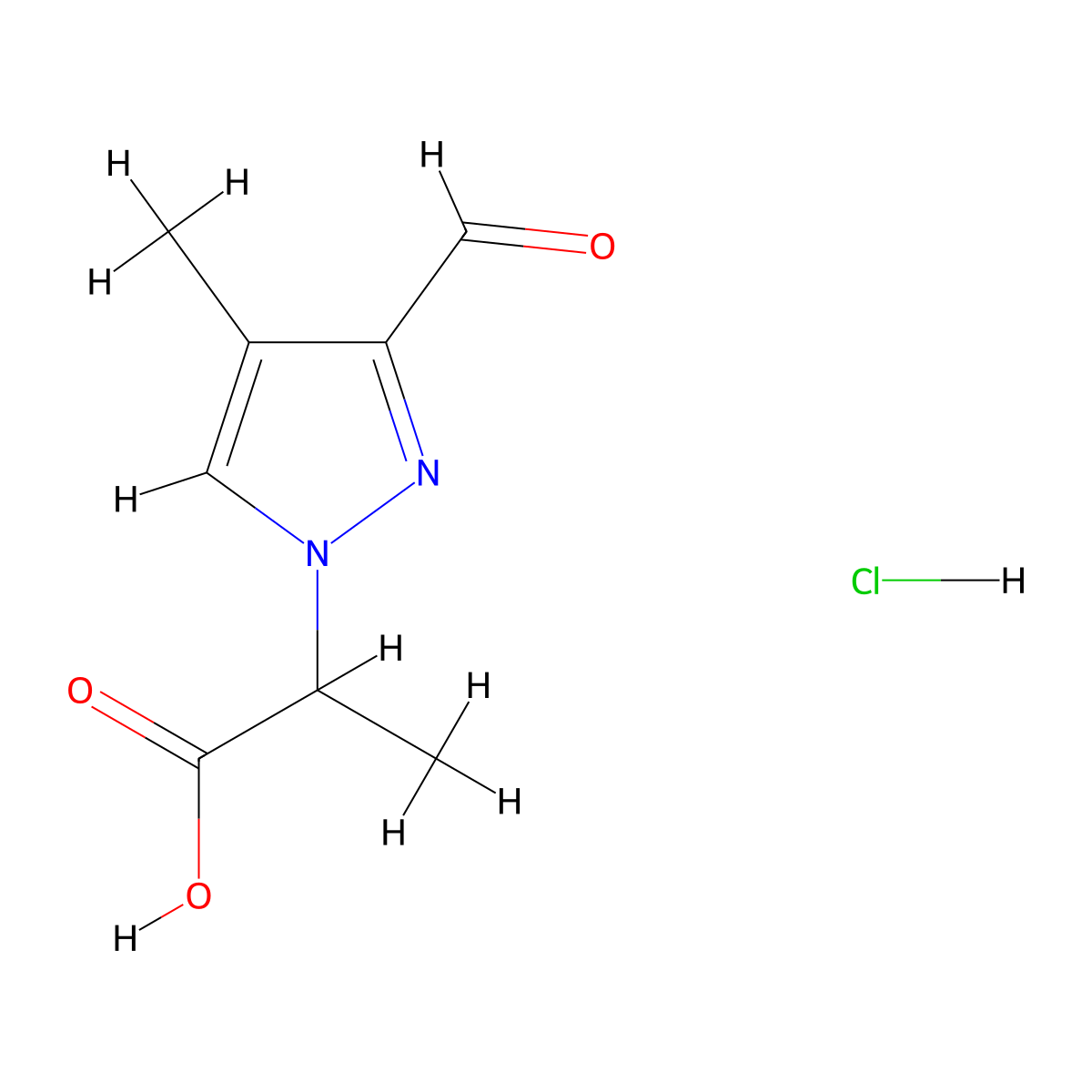 2-(3-formyl-4-methyl-1H-pyrazol-1-yl)propanoic acid hydrochloride molecular structure, CAS 2995289-55-7