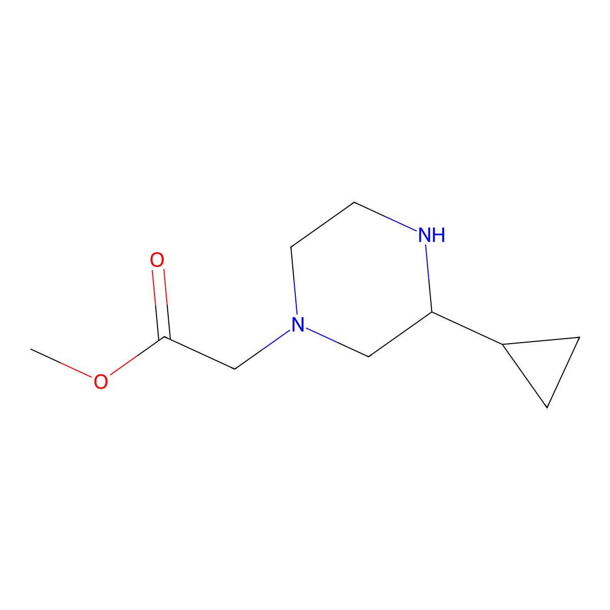 Methyl 2-(3-cyclopropylpiperazin-1-yl)acetate molecular structure, CAS 2995289-56-8