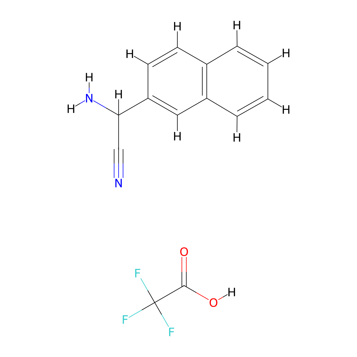 2-Amino-2-(naphthalen-2-yl)acetonitrile, trifluoroacetic acid molecular structure, CAS 2995289-70-6