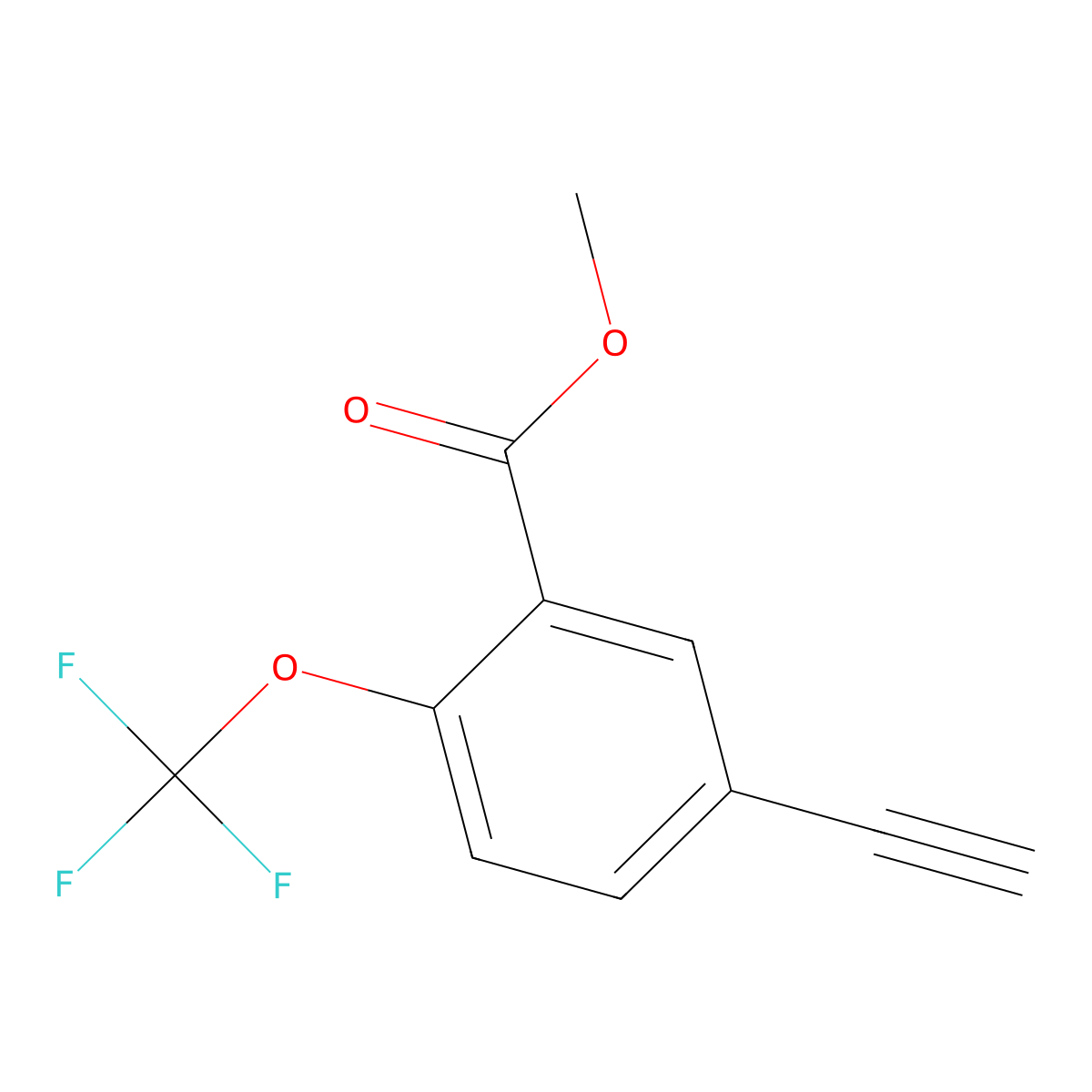 Methyl 5-ethynyl-2-(trifluoromethoxy)benzoate molecular structure, CAS 2995289-71-7