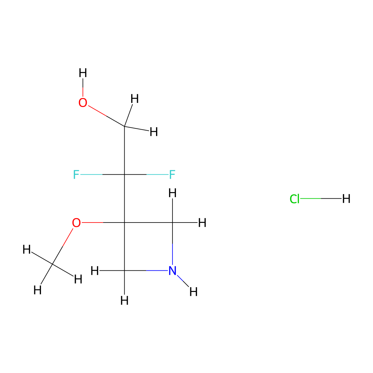2,2-Difluoro-2-(3-methoxyazetidin-3-yl)ethan-1-ol hydrochloride molecular structure, CAS 2995289-78-4