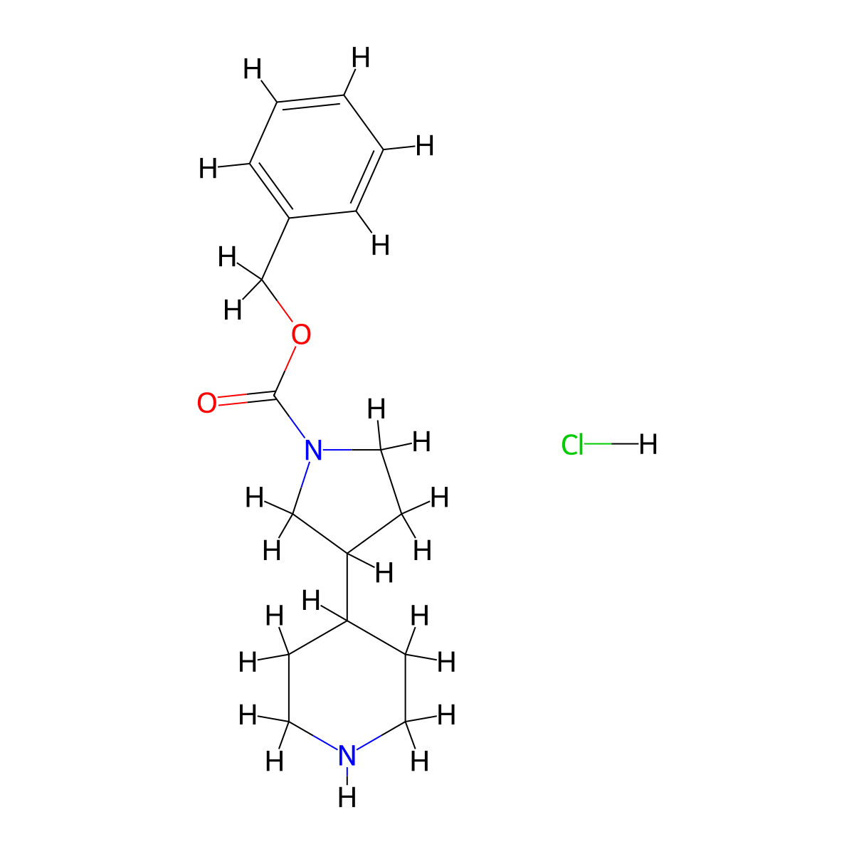 Benzyl 3-(piperidin-4-yl)pyrrolidine-1-carboxylate hydrochloride molecular structure, CAS 2995289-83-1