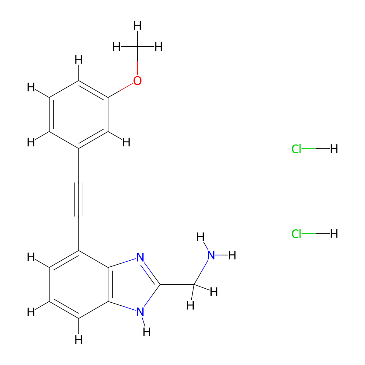 [4-[2-(3-methoxyphenyl)ethynyl]-1H-benzimidazol-2-yl]methanamine;dihydrochloride molecular structure, CAS 2995289-84-2