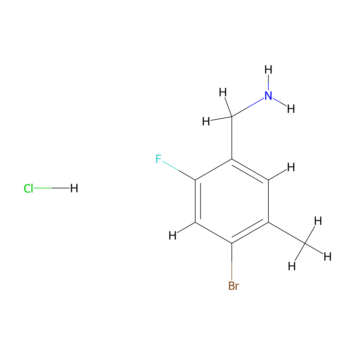 (4-Bromo-2-fluoro-5-methylphenyl)methanamine hydrochloride molecular structure, CAS 2995289-90-0