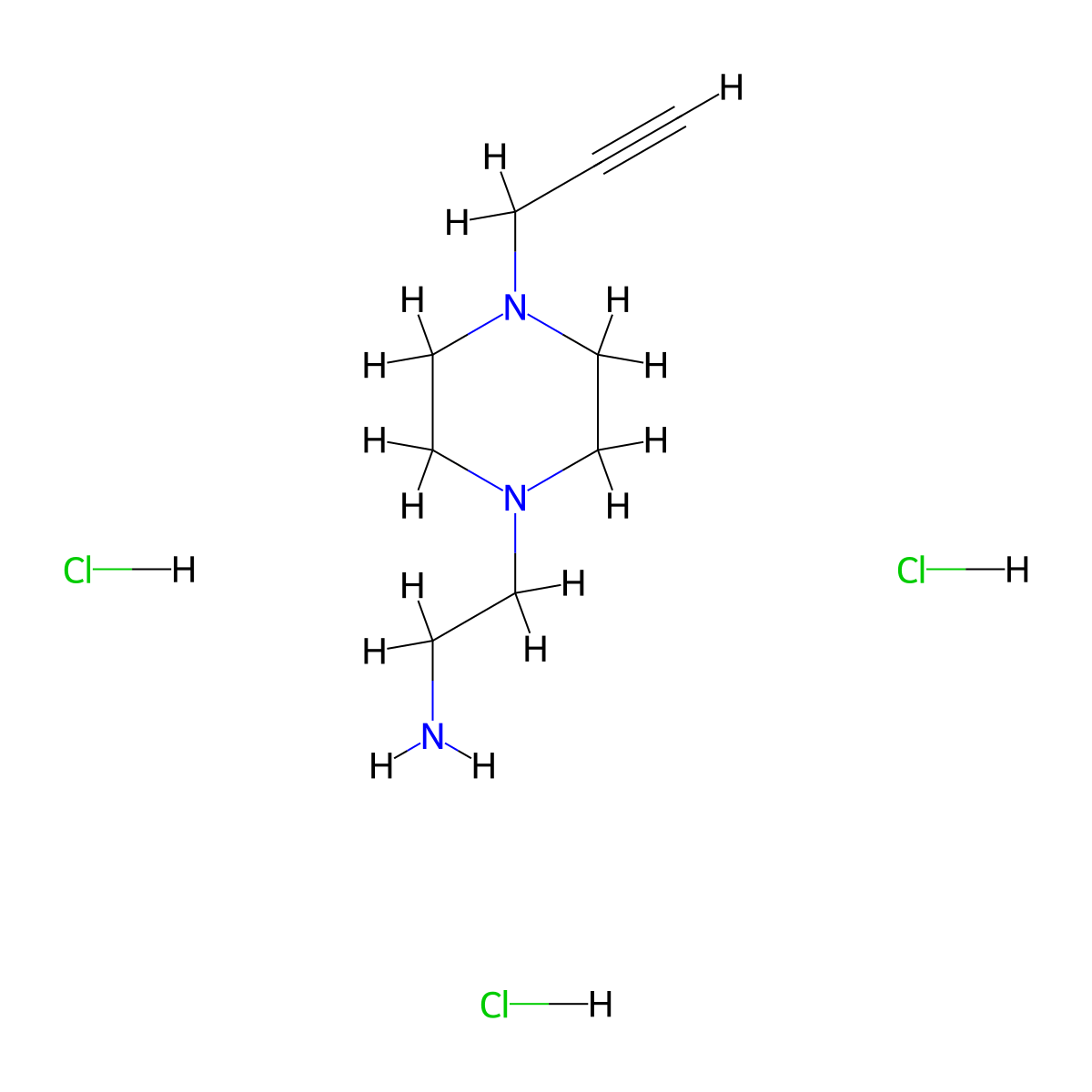 2-[4-(Prop-2-yn-1-yl)piperazin-1-yl]ethan-1-amine trihydrochloride molecular structure, CAS 2995289-94-4