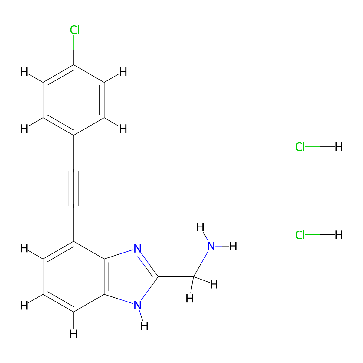 [4-[2-(4-chlorophenyl)ethynyl]-1H-benzimidazol-2-yl]methanamine;dihydrochloride molecular structure, CAS 2995289-97-7
