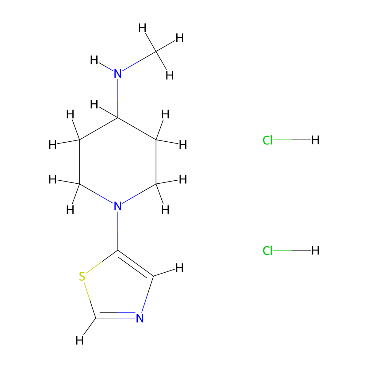 N-methyl-1-(1,3-thiazol-5-yl)piperidin-4-amine dihydrochloride molecular structure, CAS 2995290-00-9