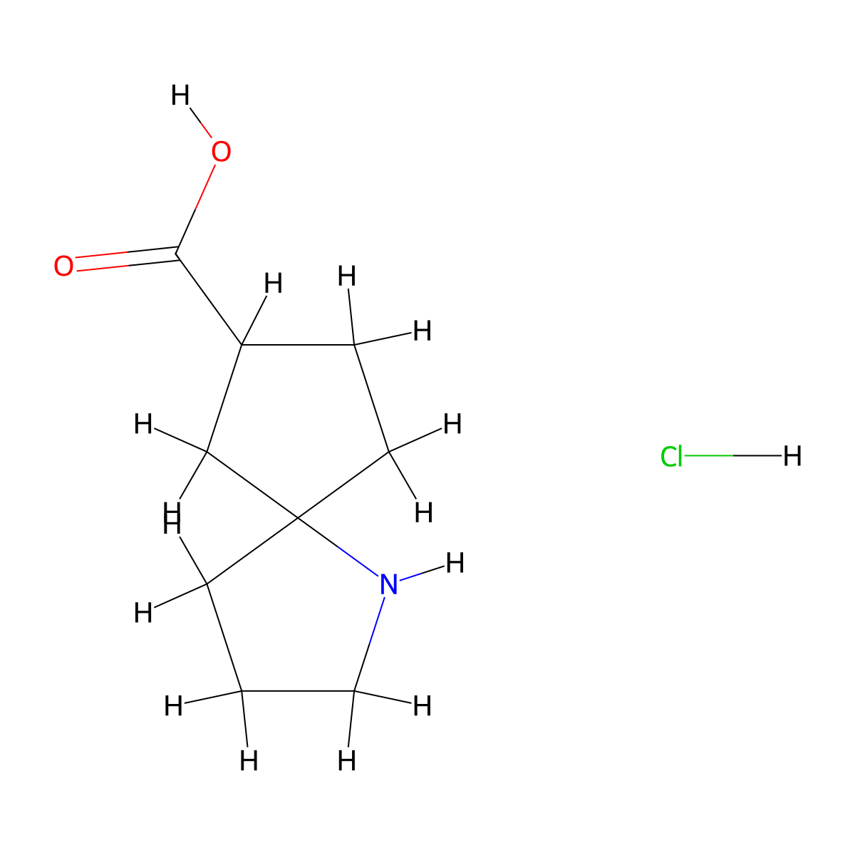 1-Azaspiro[4.4]nonane-8-carboxylic acid;hydrochloride molecular structure, CAS 2995290-01-0