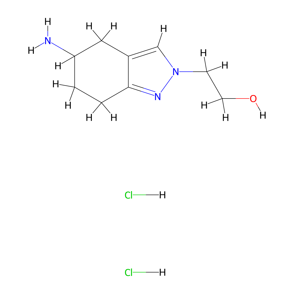 2-(5-amino-4,5,6,7-tetrahydro-2H-indazol-2-yl)ethan-1-ol dihydrochloride molecular structure, CAS 2995290-04-3