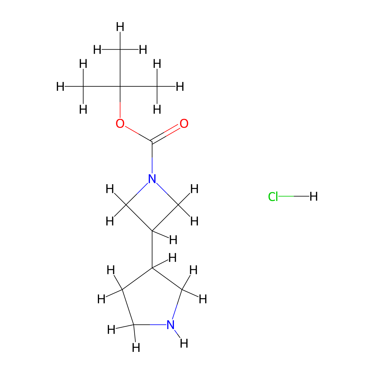 Tert-butyl 3-(pyrrolidin-3-yl)azetidine-1-carboxylate hydrochloride molecular structure, CAS 2995290-05-4
