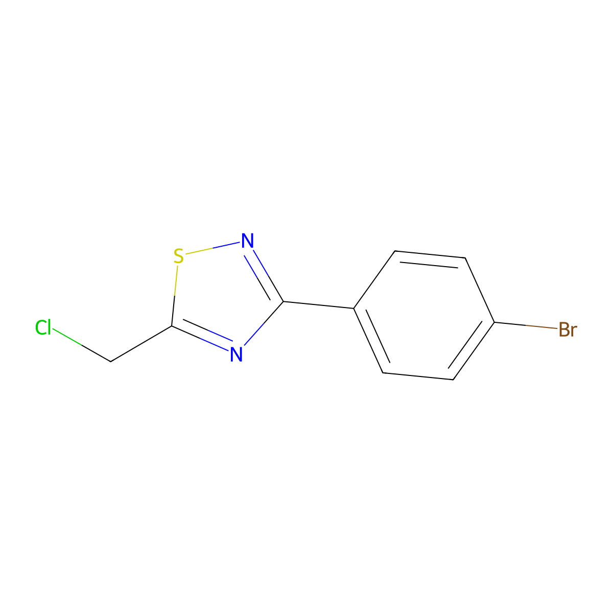 3-(4-Bromophenyl)-5-(chloromethyl)-1,2,4-thiadiazole molecular structure, CAS 2995290-08-7