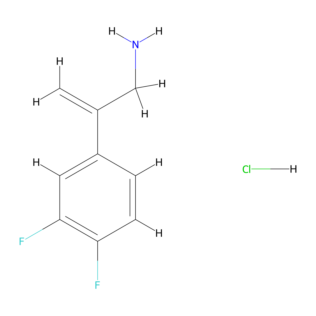 2-(3,4-Difluorophenyl)prop-2-en-1-amine hydrochloride molecular structure, CAS 2995290-24-7