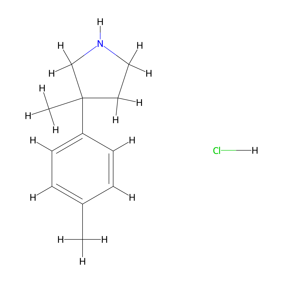 3-Methyl-3-(4-methylphenyl)pyrrolidine Hydrochloride molecular structure, CAS 2995290-26-9