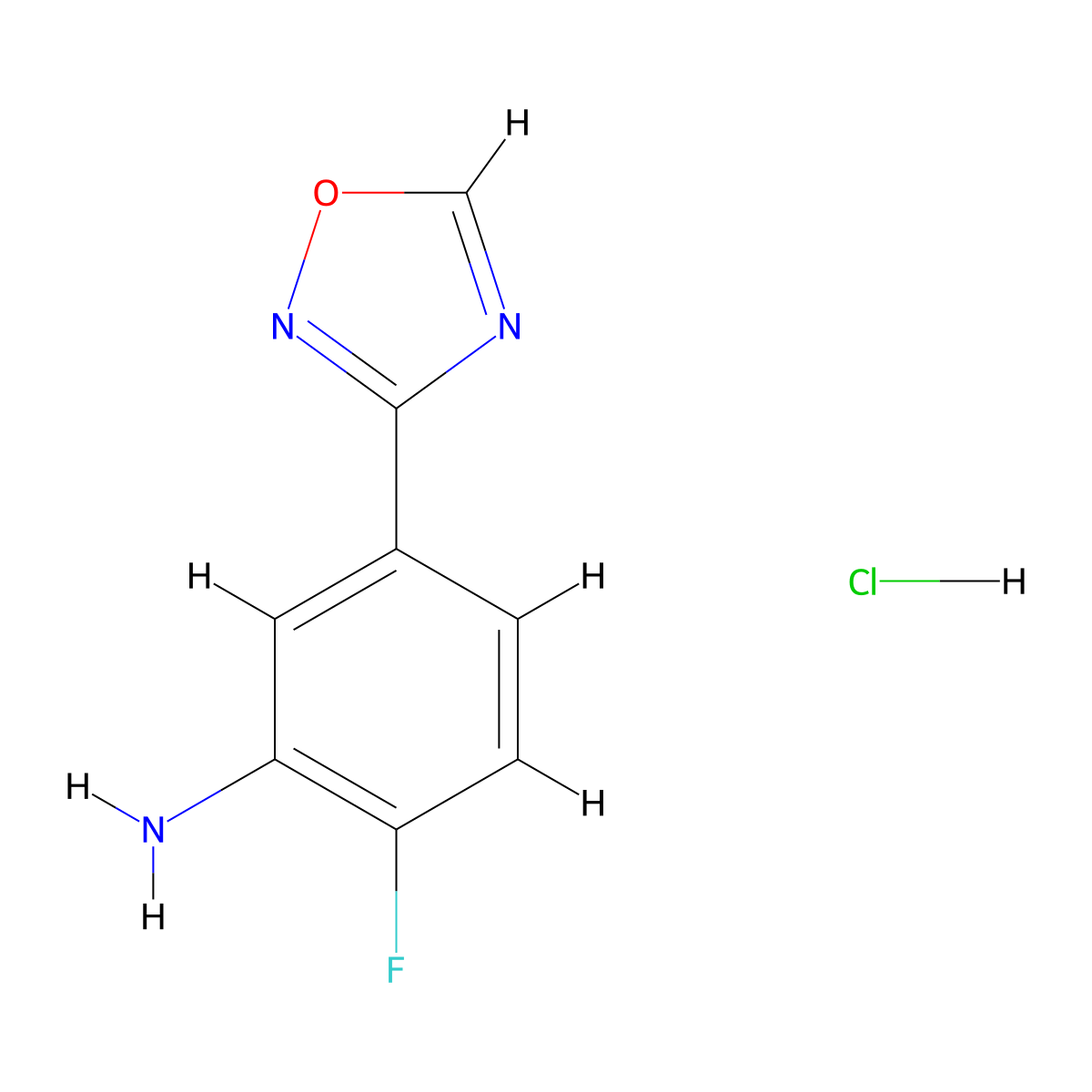 2-Fluoro-5-(1,2,4-oxadiazol-3-yl)aniline hydrochloride molecular structure, CAS 2995290-34-9