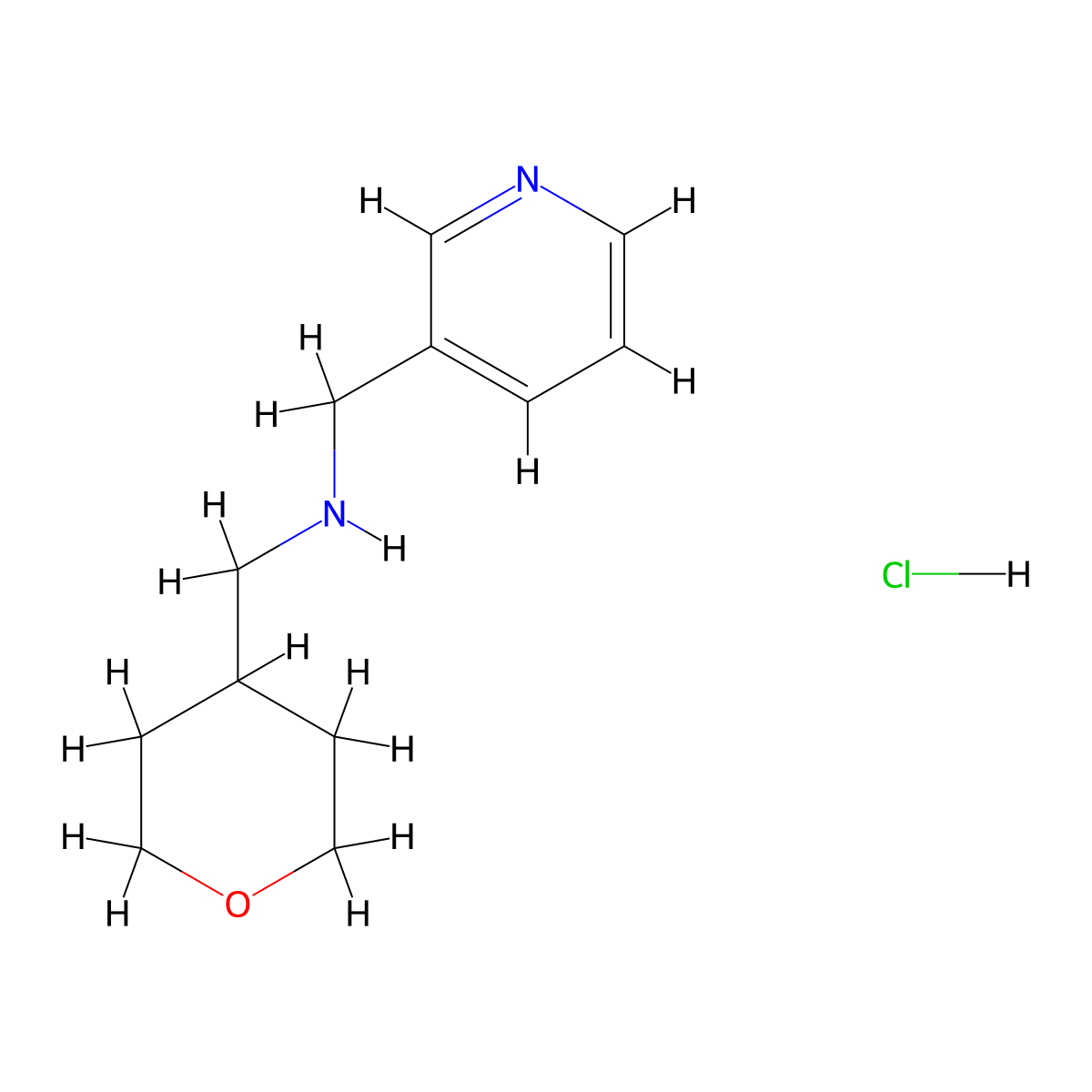 [(Oxan-4-yl)methyl][(pyridin-3-yl)methyl]amine hydrochloride molecular structure, CAS 2995290-36-1