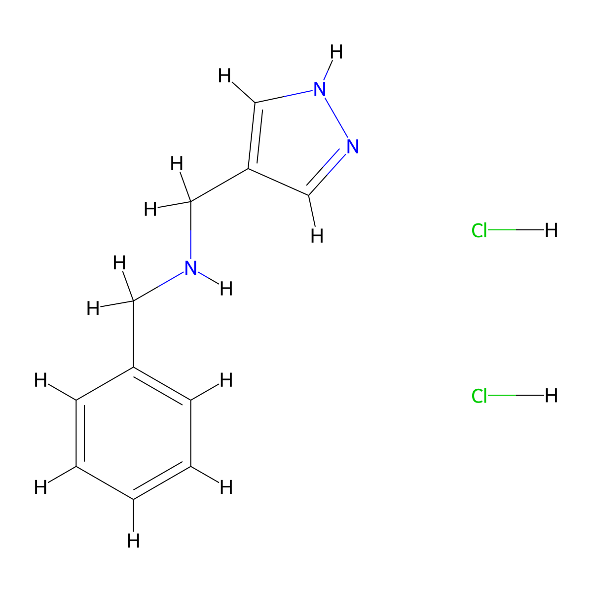 benzyl[(1H-pyrazol-4-yl)methyl]amine dihydrochloride molecular structure, CAS 2995290-43-0