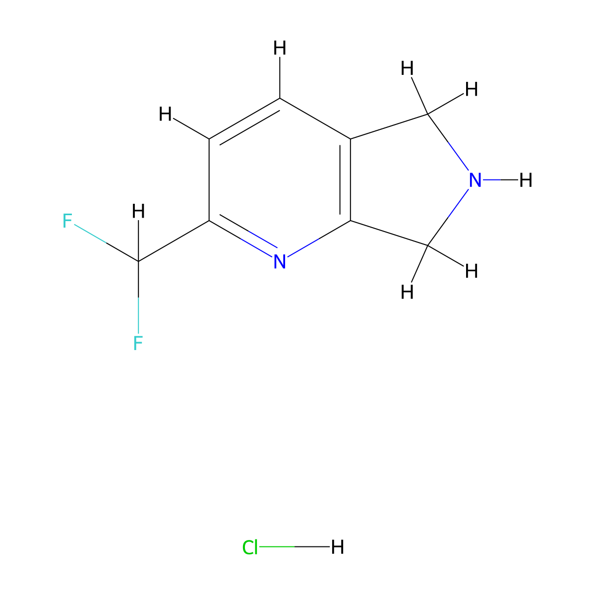 2-(difluoromethyl)-5H,6H,7H-pyrrolo[3,4-b]pyridine hydrochloride molecular structure, CAS 2995290-45-2