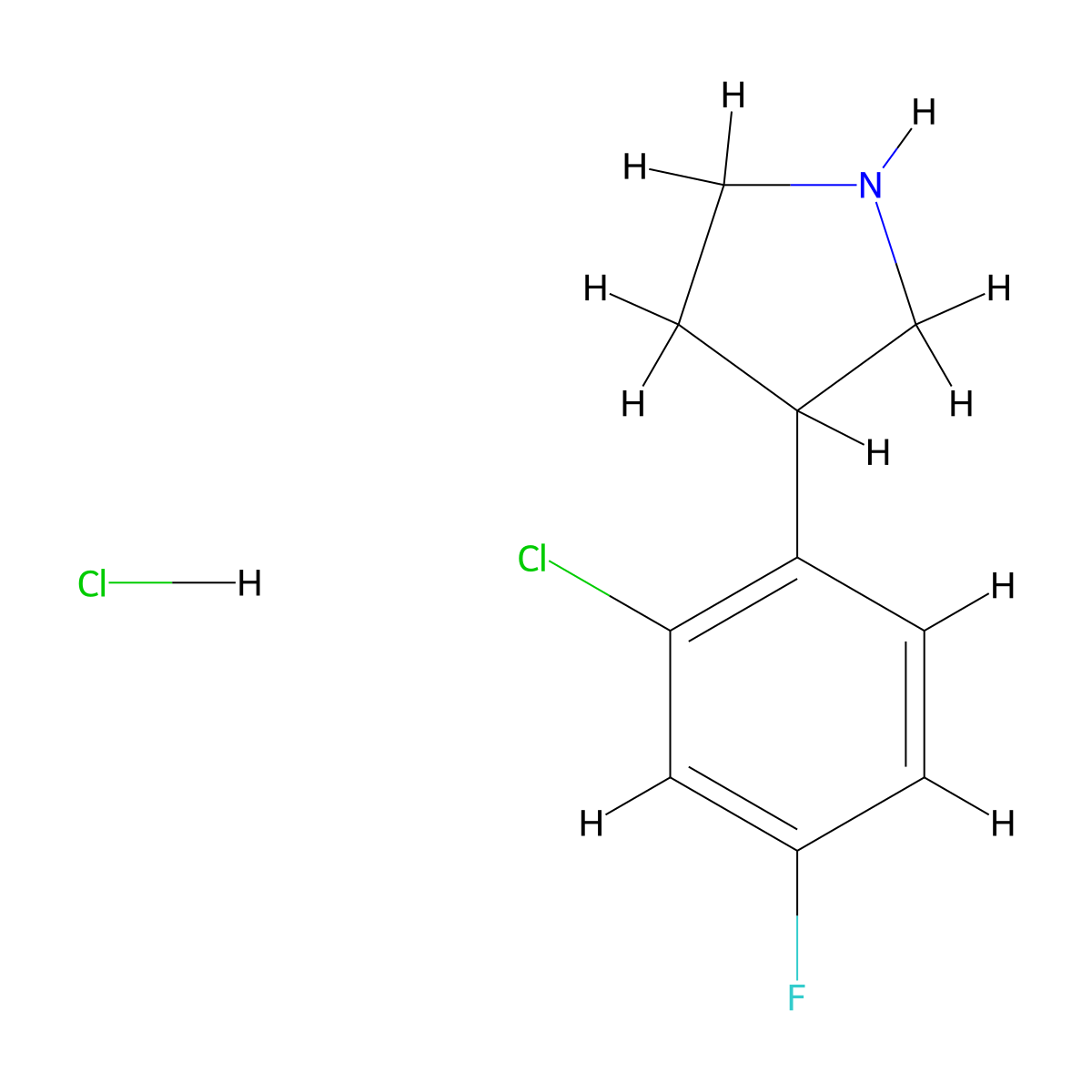 3-(2-Chloro-4-fluorophenyl)pyrrolidine hydrochloride molecular structure, CAS 2995290-46-3