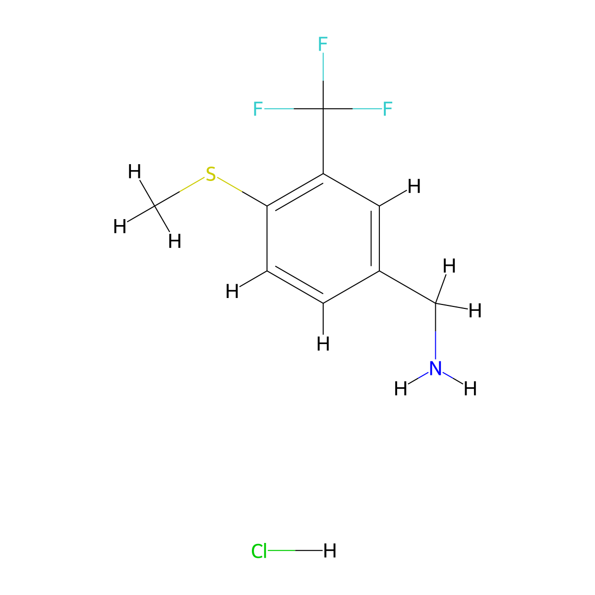 1-[4-(Methylsulfanyl)-3-(trifluoromethyl)phenyl]methanamine hydrochloride molecular structure, CAS 2995290-54-3
