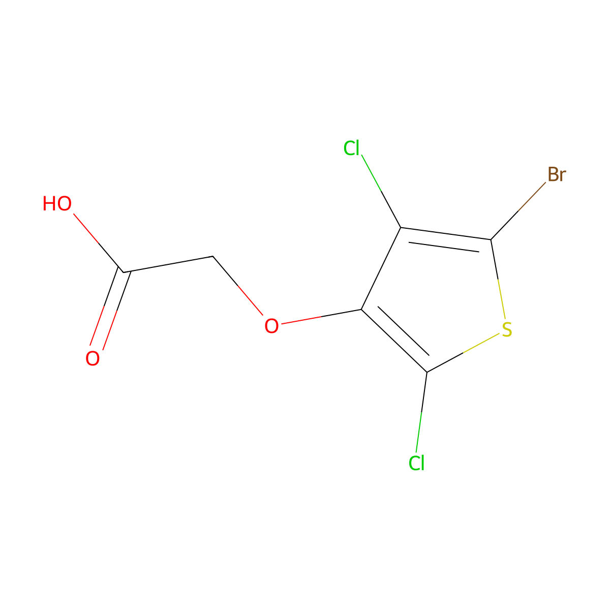 2-[(5-Bromo-2,4-dichlorothiophen-3-yl)oxy]acetic acid molecular structure, CAS 2995290-57-6
