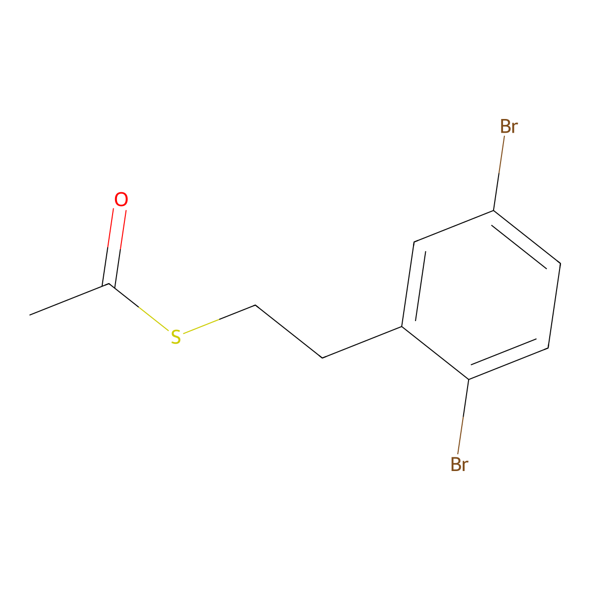 1-{[2-(2,5-Dibromophenyl)ethyl]sulfanyl}ethan-1-one molecular structure, CAS 2995290-68-9
