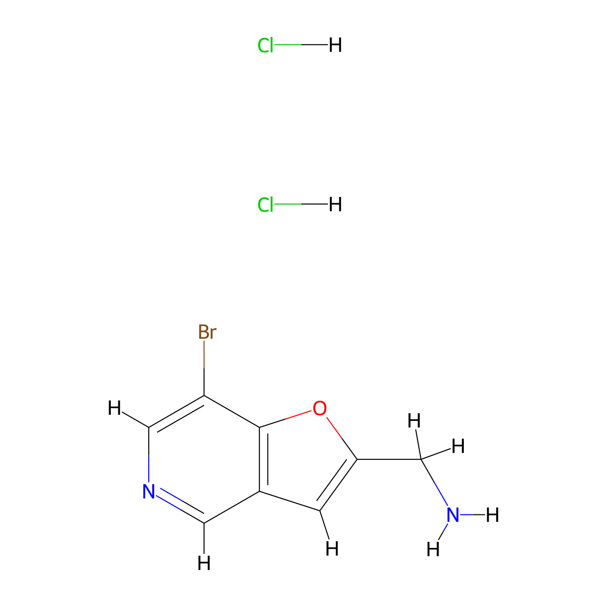 1-{7-Bromofuro[3,2-c]pyridin-2-yl}methanamine dihydrochloride molecular structure, CAS 2995290-70-3