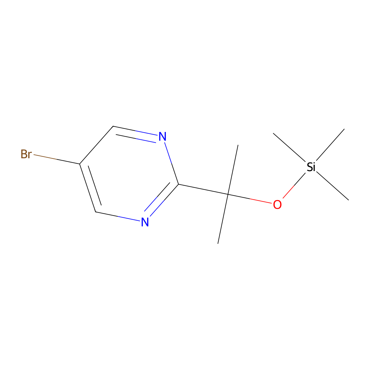 5-Bromo-2-{2-[(trimethylsilyl)oxy]propan-2-yl}pyrimidine molecular structure, CAS 2995290-77-0