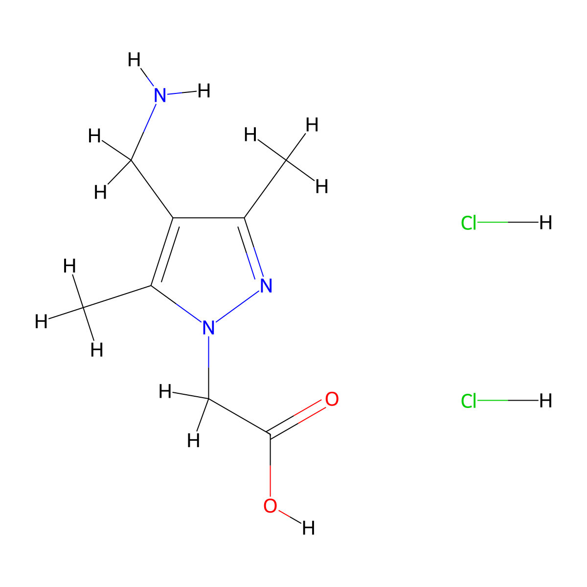 2-[4-(aminomethyl)-3,5-dimethyl-1H-pyrazol-1-yl]acetic acid dihydrochloride molecular structure, CAS 2995290-78-1