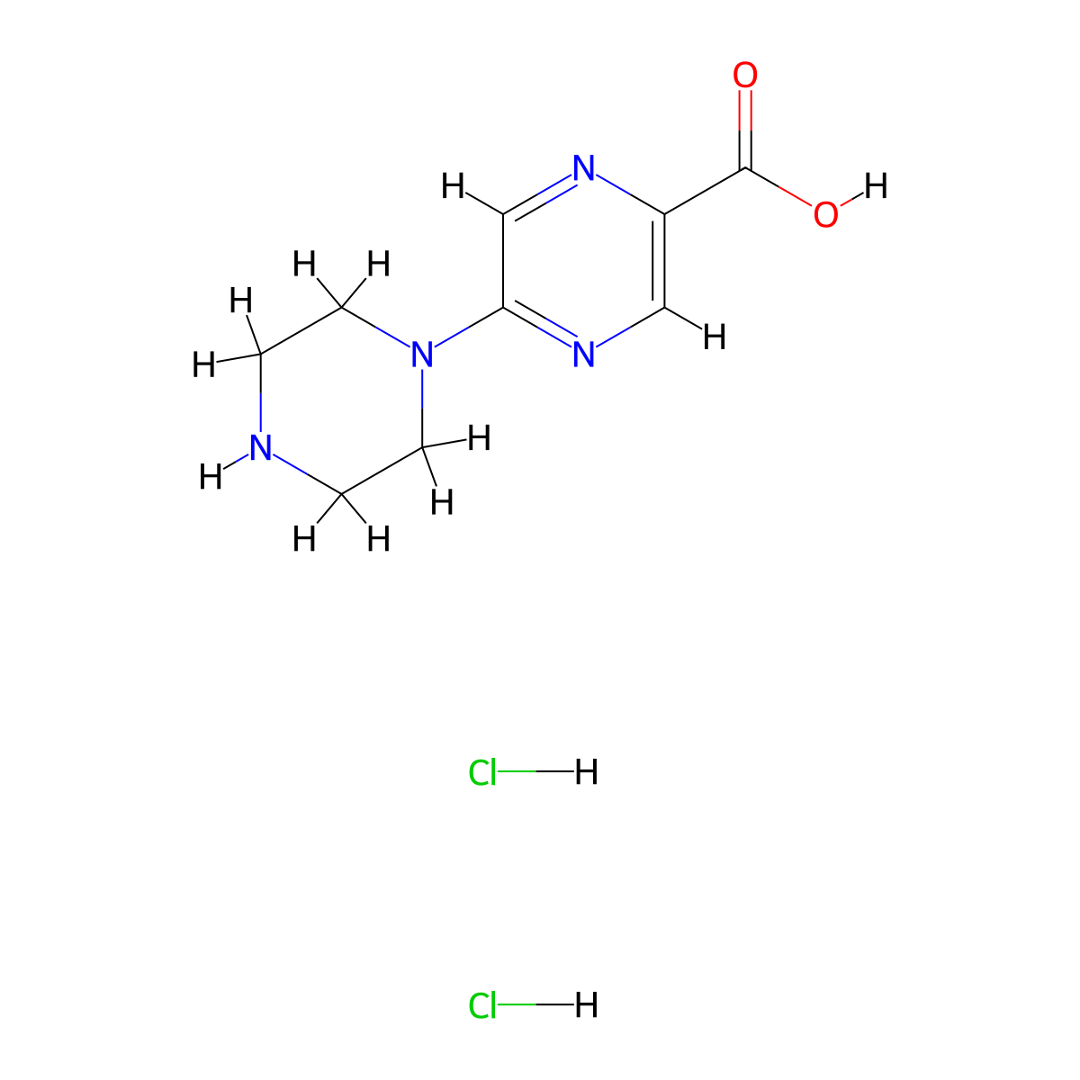 5-Piperazin-1-ylpyrazine-2-carboxylic acid;dihydrochloride molecular structure, CAS 2995290-82-7