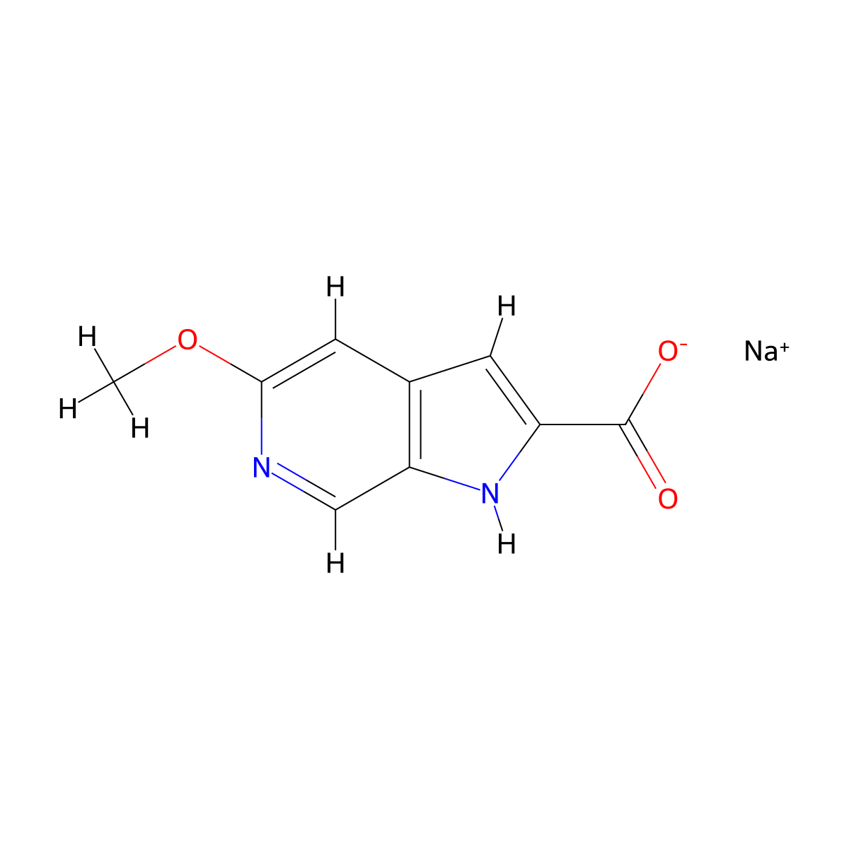 sodium 5-methoxy-1H-pyrrolo[2,3-c]pyridine-2-carboxylate molecular structure, CAS 2995290-83-8