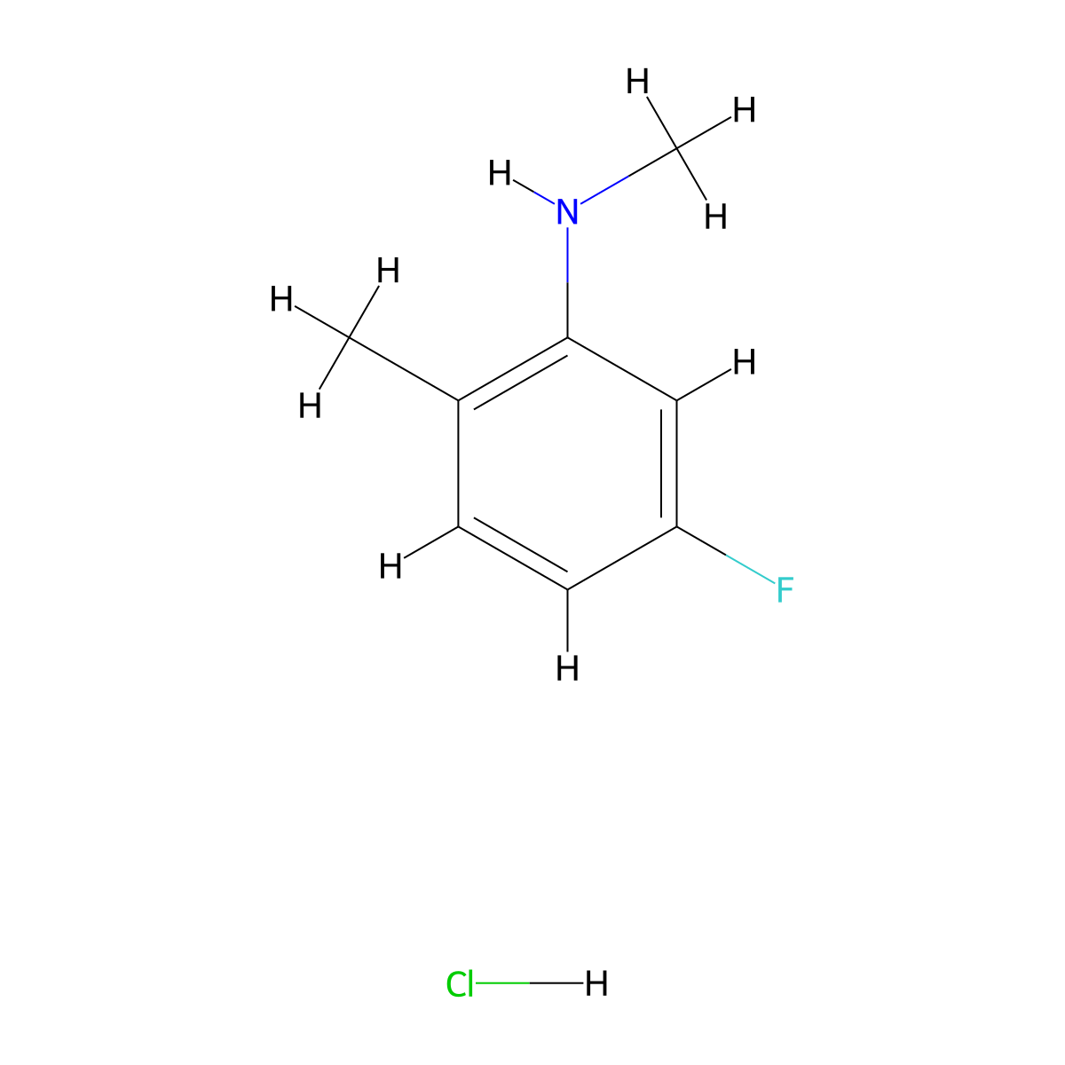 5-fluoro-N,2-dimethylaniline hydrochloride molecular structure, CAS 2995291-54-6