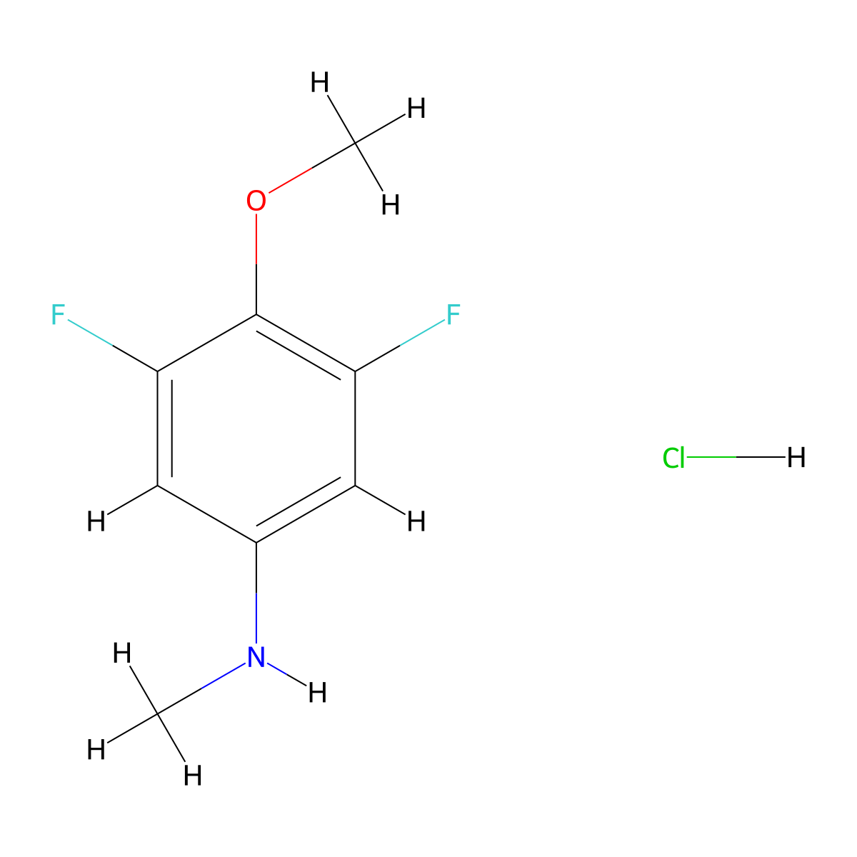 3,5-difluoro-4-methoxy-N-methylaniline hydrochloride molecular structure, CAS 2995291-56-8
