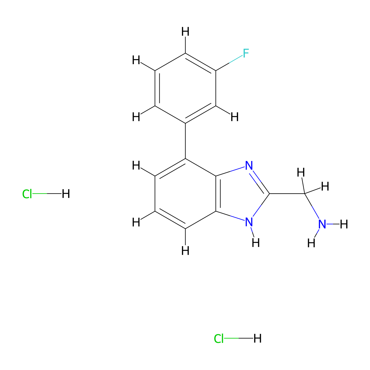 [4-(3-fluorophenyl)-1H-benzimidazol-2-yl]methanamine;dihydrochloride molecular structure, CAS 2995291-67-1