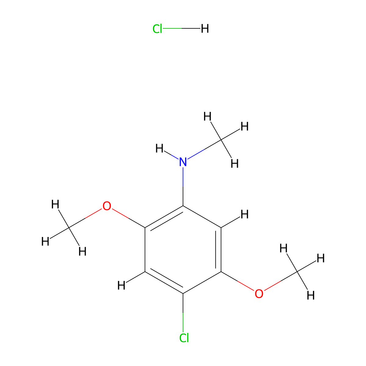 4-chloro-2,5-dimethoxy-N-methylaniline hydrochloride molecular structure, CAS 2995291-72-8