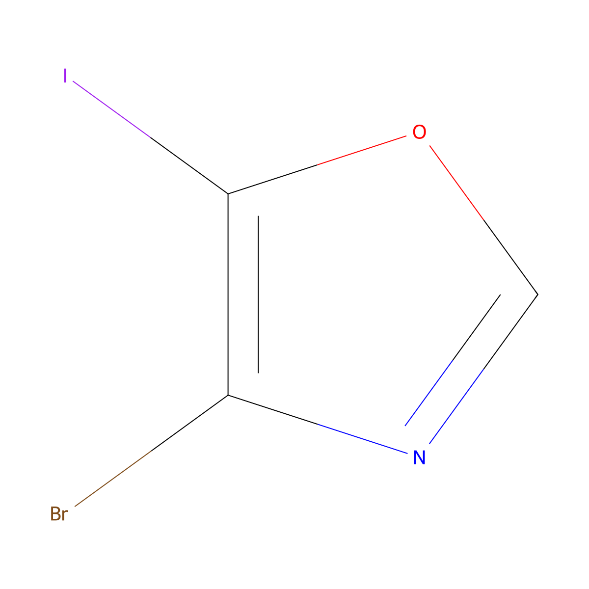 4-Bromo-5-iodo-1,3-oxazole molecular structure, CAS 2995291-80-8