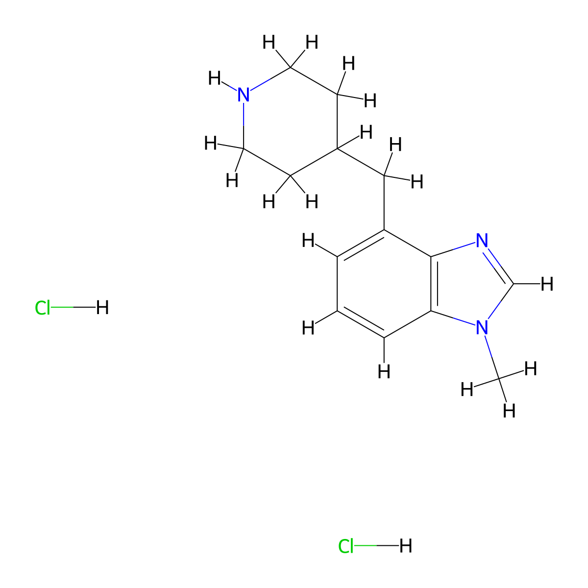 1-methyl-4-[(piperidin-4-yl)methyl]-1H-1,3-benzodiazole dihydrochloride molecular structure, CAS 2995291-88-6