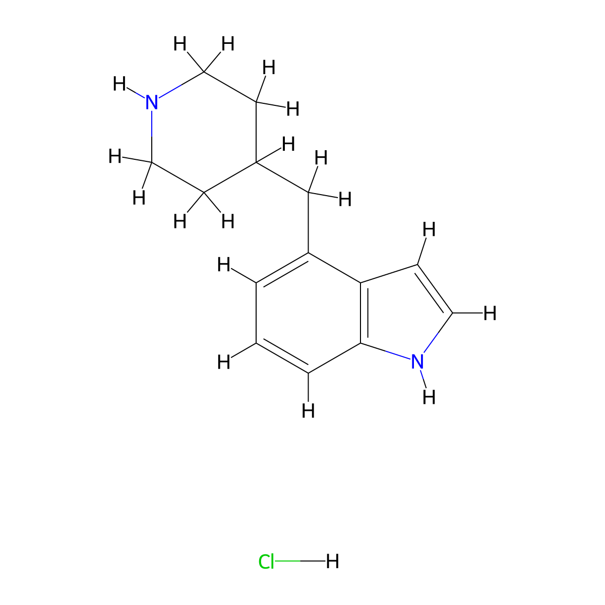 4-[(piperidin-4-yl)methyl]-1H-indole hydrochloride molecular structure, CAS 2995291-94-4
