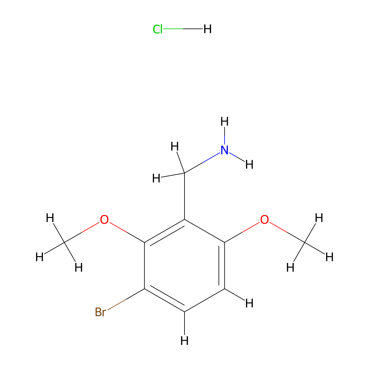 1-(3-Bromo-2,6-dimethoxyphenyl)methanamine hydrochloride molecular structure, CAS 2995292-01-6