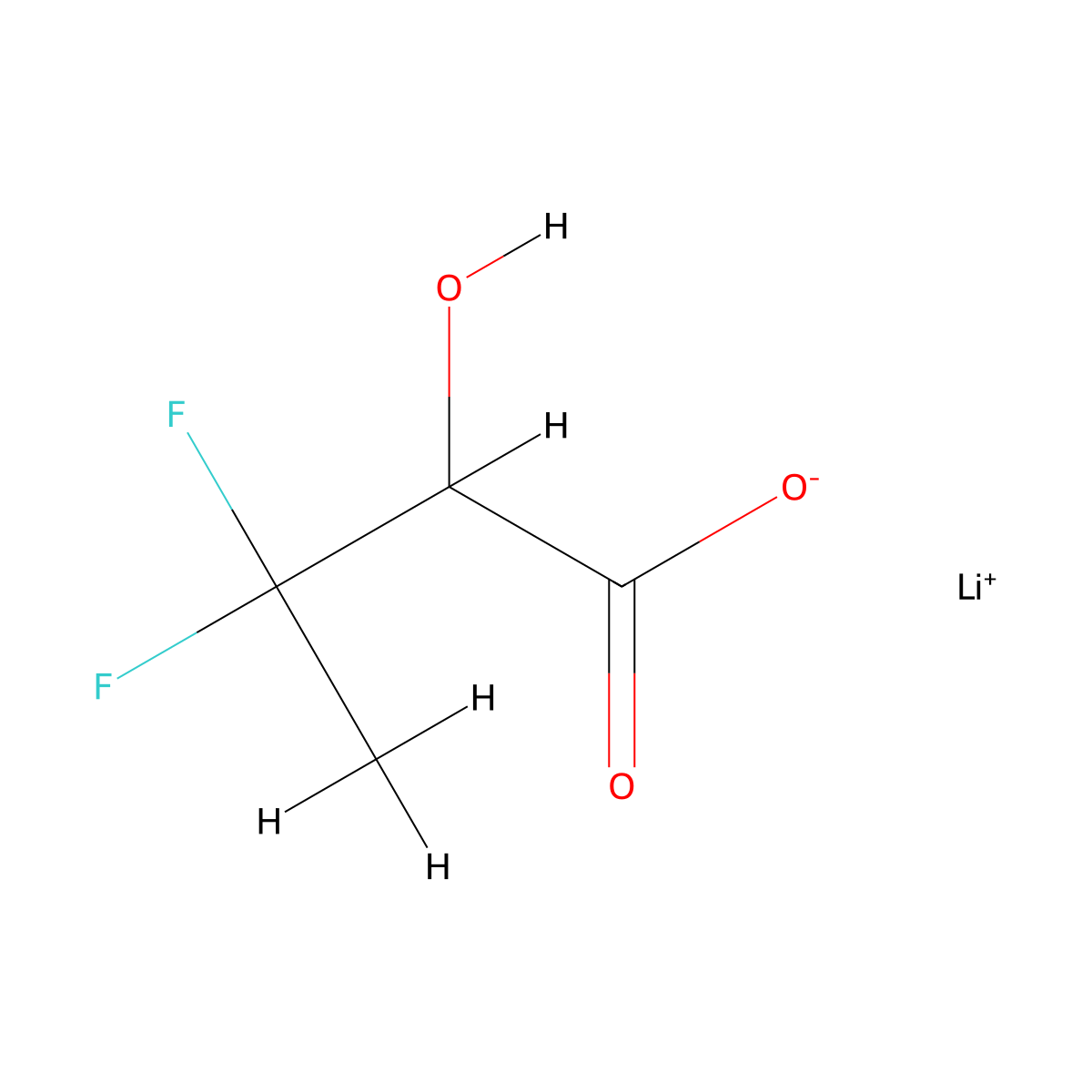 Lithium(1+) 3,3-difluoro-2-hydroxybutanoate molecular structure, CAS 2995292-03-8