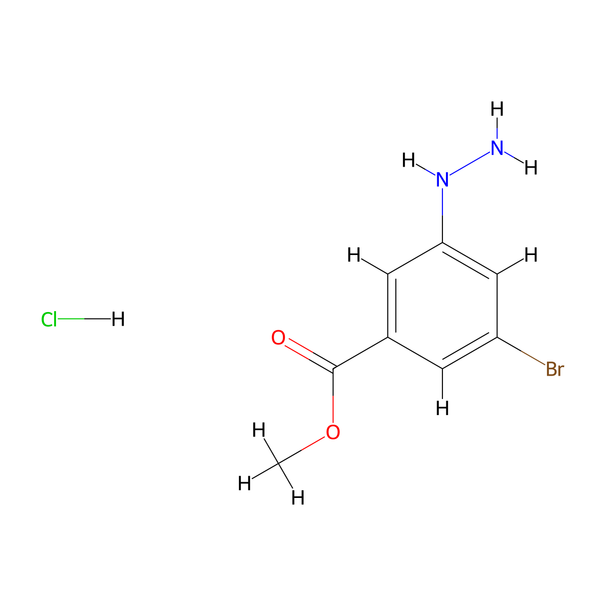 Methyl 3-bromo-5-hydrazinylbenzoate hydrochloride molecular structure, CAS 2995292-09-4