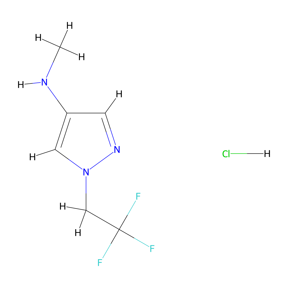 N-methyl-1-(2,2,2-trifluoroethyl)-1H-pyrazol-4-amine hydrochloride molecular structure, CAS 2995292-23-2